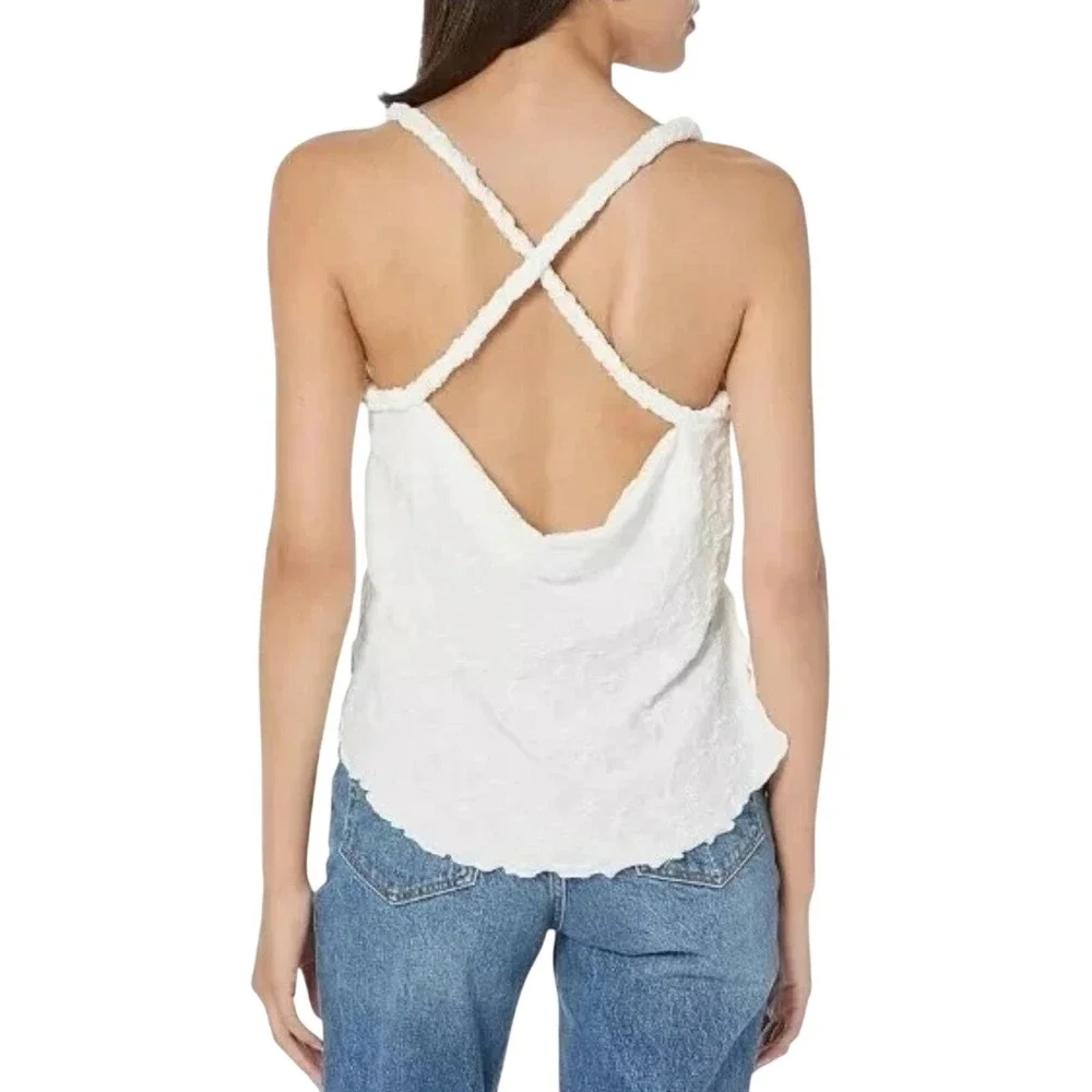 Free People White Textured Braided Halter Cowl Neck Top OB1704292 Womens Small - Picture 9 of 10